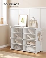 SONGMICS Interlocking Shoe Rack 4 Slot Plastic Storage Cabinet White LPC032W01 view 2