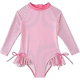 BENO TIGER Girls One Piece Long Sleeve Swimsuit Rash Guard Zipper Bathing Suit UPF50+ Toddler Kids Beach Bikini Swimwear Suit