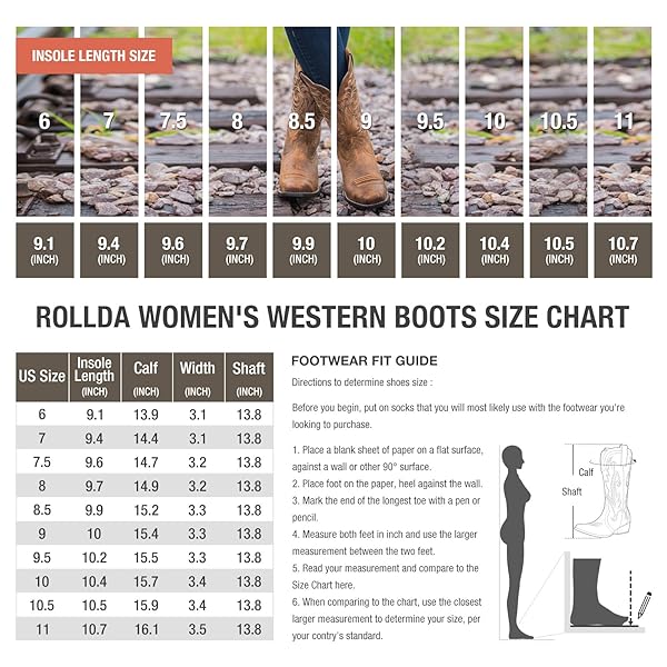 HISEA ROLLDA COWBOY BOOTS FOR WOMEN, COWGIRL BOOTS, COMFORTABLE WESTERN BOOTS WITH POINTED TOE STITCHED EMBROIDERY FOR COUNTRY CONCERT DANCING WEDDING TRAVELING DAILY OUTFITS