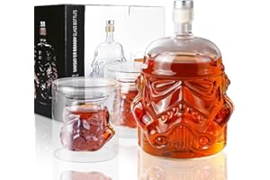 DOIAZ Whiskey Flask Carafe Decanter with 2 Glasses, Transparent Creative Whiskey Decanter for Brandy, Scotch, Vodka, Liquor, Gifts for Men