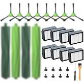 Replacement Parts for iRobot E, I &amp; J Series, Combo i5, j5 Robot Vacuum | Accessories Kit Include: 2 Set of Multi-Surface Rubber Brushes + 8 HEPA Filters + 8 Edge-Sweeping Brushes