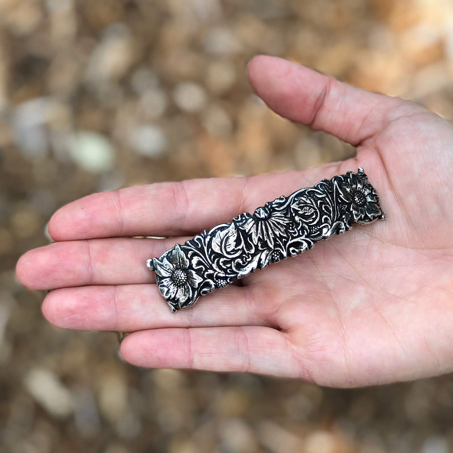 Wildflower Hair Clip, Medium Hand Crafted Metal Barrette Made in the USA with a 70mm Imported French Clip by Oberon Design : Beauty