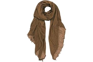 guiyal Cotton Blend Crinkle Vintage Soft Scarf with Fringed Edges,linen scarf,shawl,travel scarf