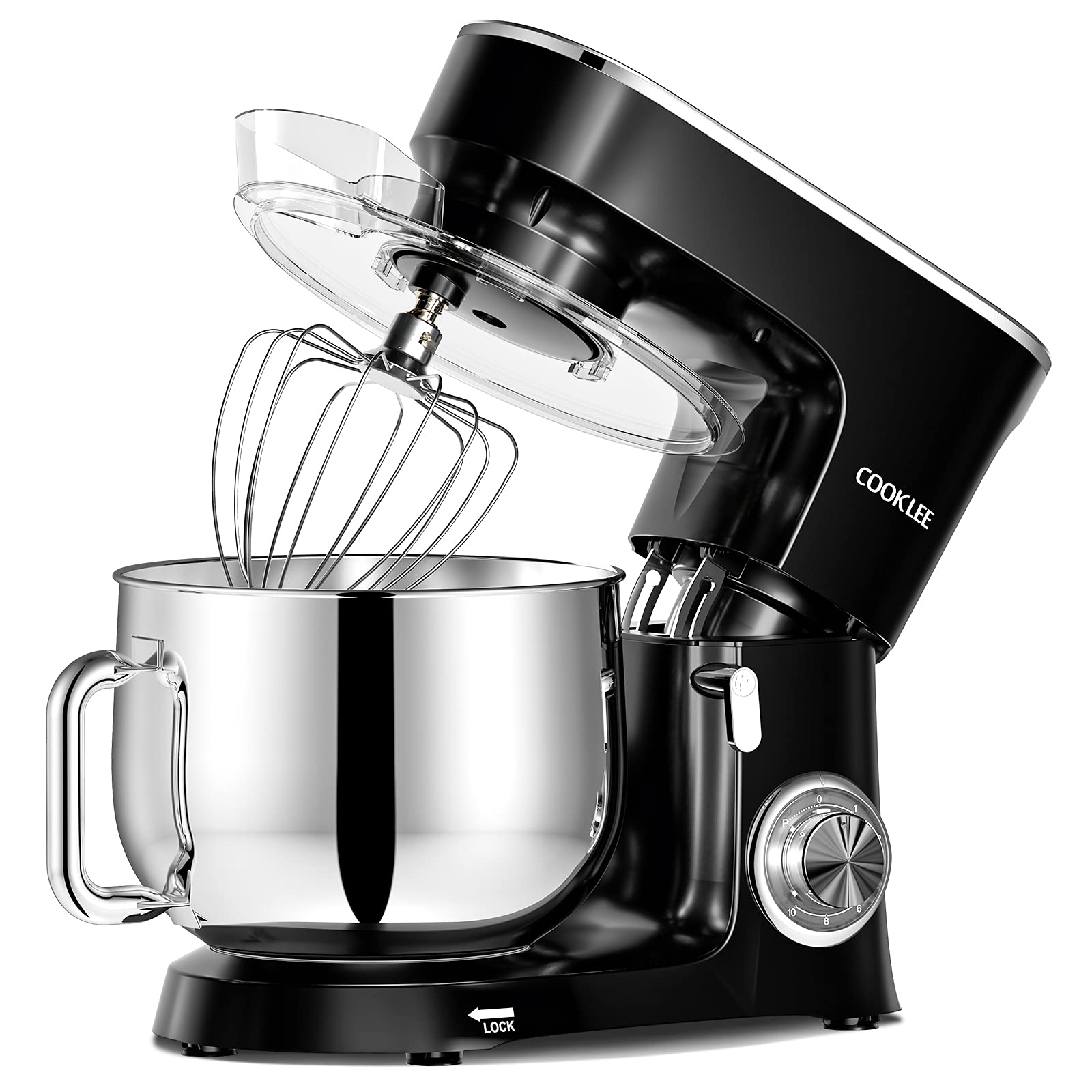 COOKLEE Stand Mixer, 9.5 Qt. 660W 10Speed Electric Kitchen Mixer with