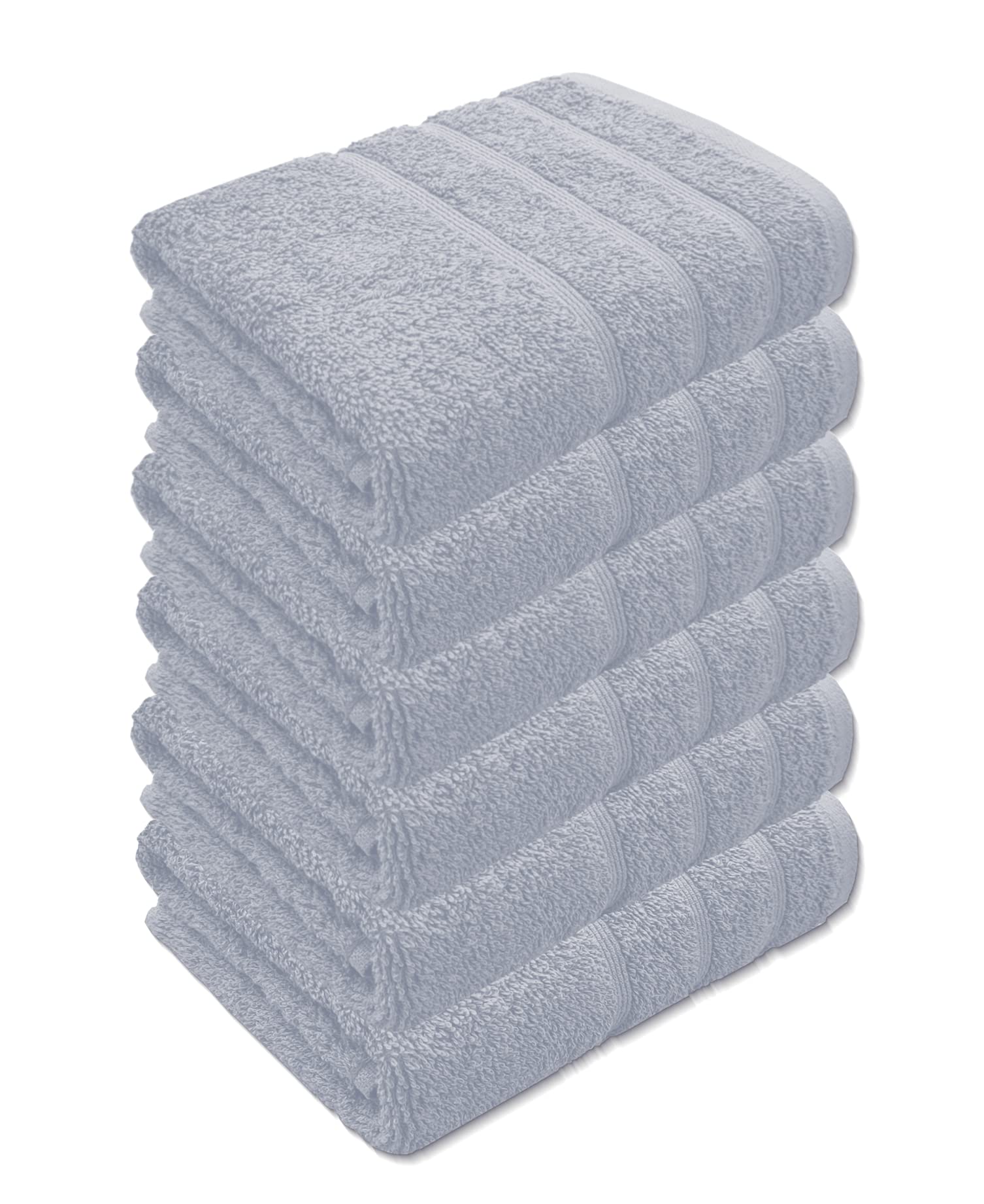 A & B TRADERS Premium Cotton Hand Towels 100% Soft Ring Spun Cotton 50 x 85 cm Hotel Quality Thick Absorbent (Silver, 6)