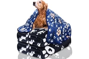GORGELLY 1 Pack 3 Dog Blankets for Medium Dogs, Soft Fleece Dog Blanket Fluffy Pet Blanket Warm Sleep Mat Cute Paw Print Puppy Cat Blanket, Flannel Throw for Washable Dog Bed, Blanket for Dogs, 41"X31"