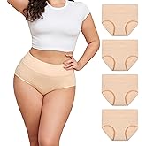 TUTUESTHER Plus Size Underwear for Women XL-5XL Cotton High Waist Women Briefs Full Coverage Ladies Panties 4 Pack