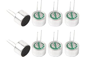 uxcell 8Pcs Cylindrical Electret Condenser Microphone Pickup 85dB Through Hole Mini Electret Condenser Mic with 2 Pins 10x7mm