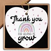 Teacher Appreciation Gifts Teacher Ornament Keepsake Sign Heart Plaque Thank You for Helping Me Grow Thank You Appreciation Gift for Women Mom Mentor Leader Coworker Gifts