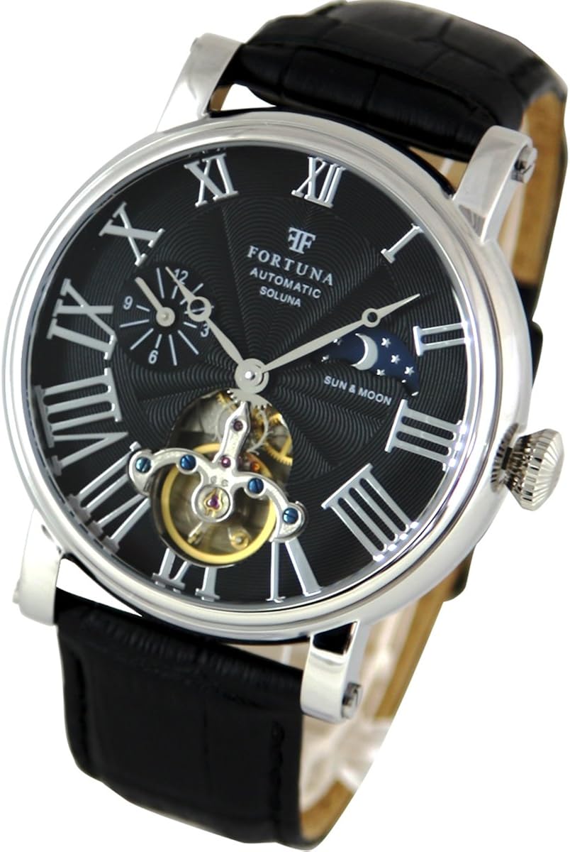 Amazon Fortuna フォルトナ 腕時計 太陽と月の機械式時計 自動巻き 手巻き スケルトン仕様 サン ムーン メンズ腕時計 メンズ 腕時計 腕時計 通販