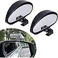 Fluher 2 PCS Car Reversing Blind Spot Mirror, 4.5" x 2.9" HD Glass Adjustable Wide Angle Safety Driving Mirror, Screw Fixed Auxiliary Side Mirrors, Universal for Car Exterior Accessories (Black)