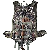 AUMTISC 40L Hunting Bag Backpack with Rifle Holder for Men, Camo Hunting Day Back Pack with Rain Cover for Gun Bow