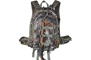 AUMTISC 40L Hunting Bag Backpack with Rifle Holder for Men, Waterproof Camo Hunting Day Back Pack with Rain Cover for Gun Bow
