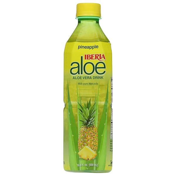 IBERIA ALOE VERA JUICE DRINK WITH PURE ALOE PULP, PINEAPPLE, 16.9 FL OZ (PACK OF 8)