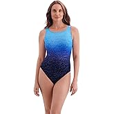 Longitude by Mimi Flamingo Women's Plus Swimwear Twinkling Lights Scoopback Highneck Long Torso Tank One Piece Swimsuit, Navy, 20