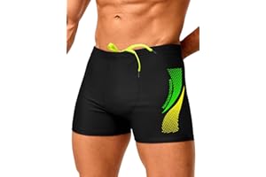 Sexy Code 1701 Men's Athletic Swim Jammers Square Leg Compression Swimsuit Quick Dry Training Swim Shorts with Drawstring