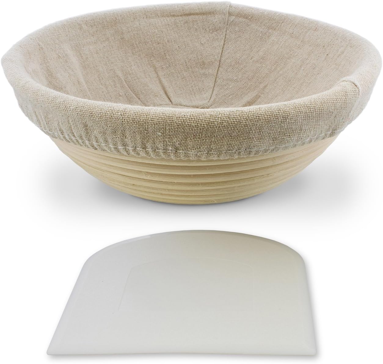 Rural365 Round Banneton Proofing Basket 8.5in Banneton Bread Proofing Basket Bread Basket with Liner & Dough Scraper