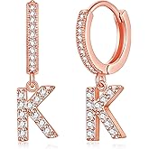 SANNYRA Initial Hoop Earrings for Women, 14K Gold Silver Rose Gold Plated CZ Letter Hypoallergenic Stud Earring Gifts