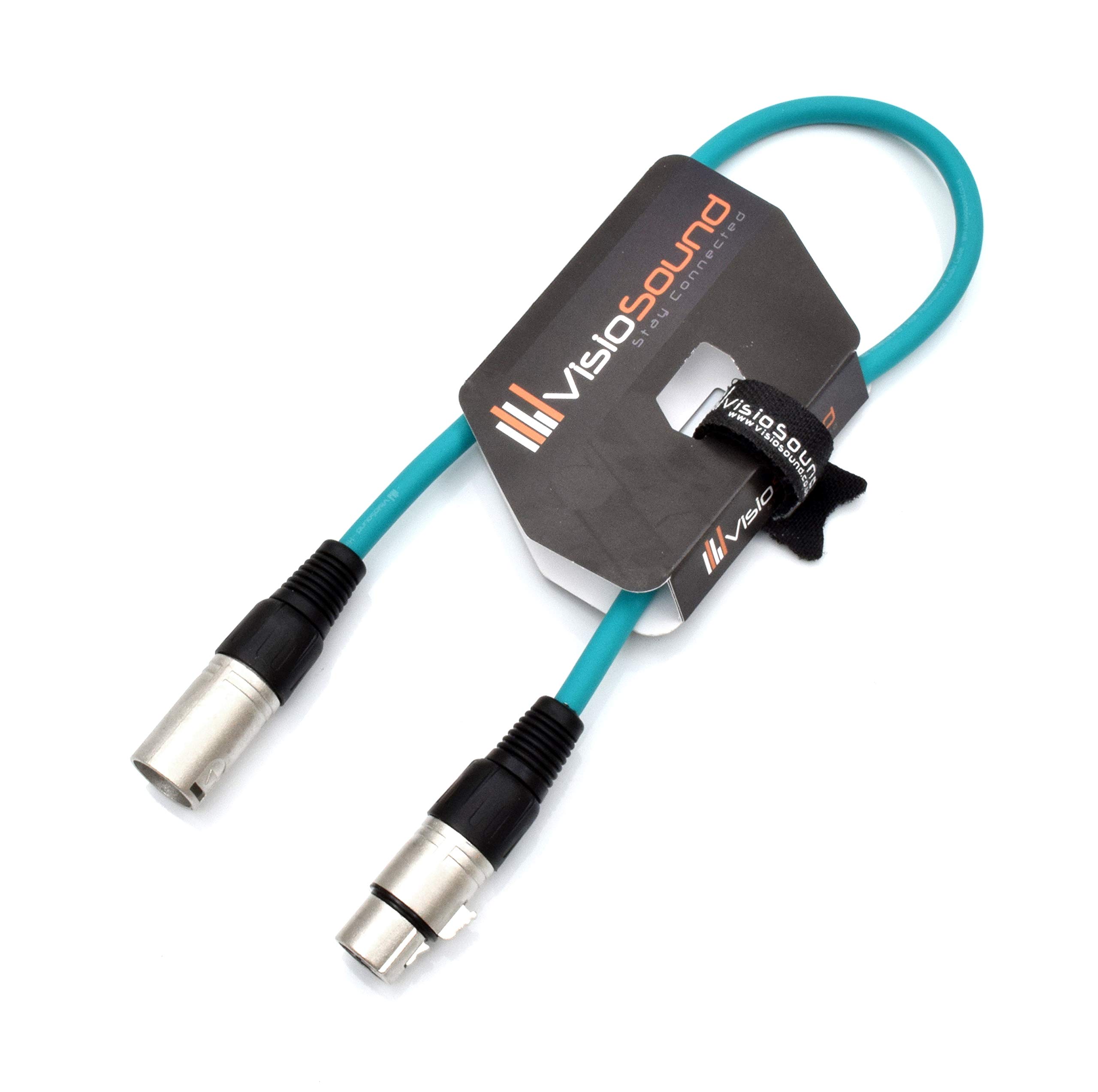VisioSound Male to Female XLR Mic Lead/Balanced Microphone/Mic Patch Cable / 7 Colours (0.5m, Green)
