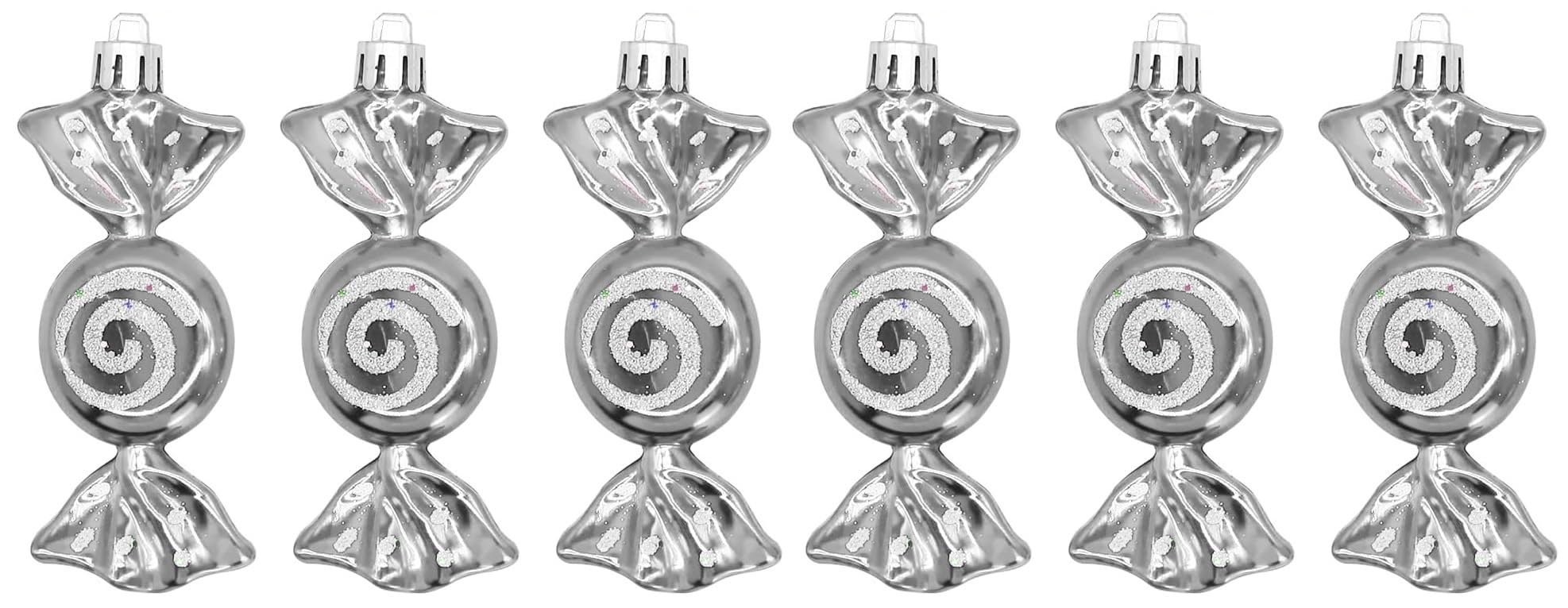UKDeals Direct® Christmas Candy Decoration Candy Props Christmas Tree Hanging Ornament Candy Baubles 6pcs (Silver)