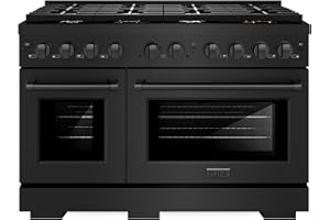 ZLINE 48 in. 6.7 cu. ft. Paramount Double Oven Gas Range in Black Stainless Steel with 8 Brass Burners (SGRB-BR-48)