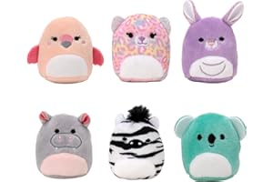 Squishville Mystery Mini-Squishmallows Plush - Wildlife Squad - Six 2-Inch Characters - Includes Michaela and Kiki Plus Four Mystery Figures - Irresistibly Soft, Colorful Plush