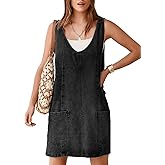 BerryGo Women's Denim V Neck Sleeveless Overall Dress Casual Mini Pinafore Dress Short Jumper Jeans Dress with Pocket
