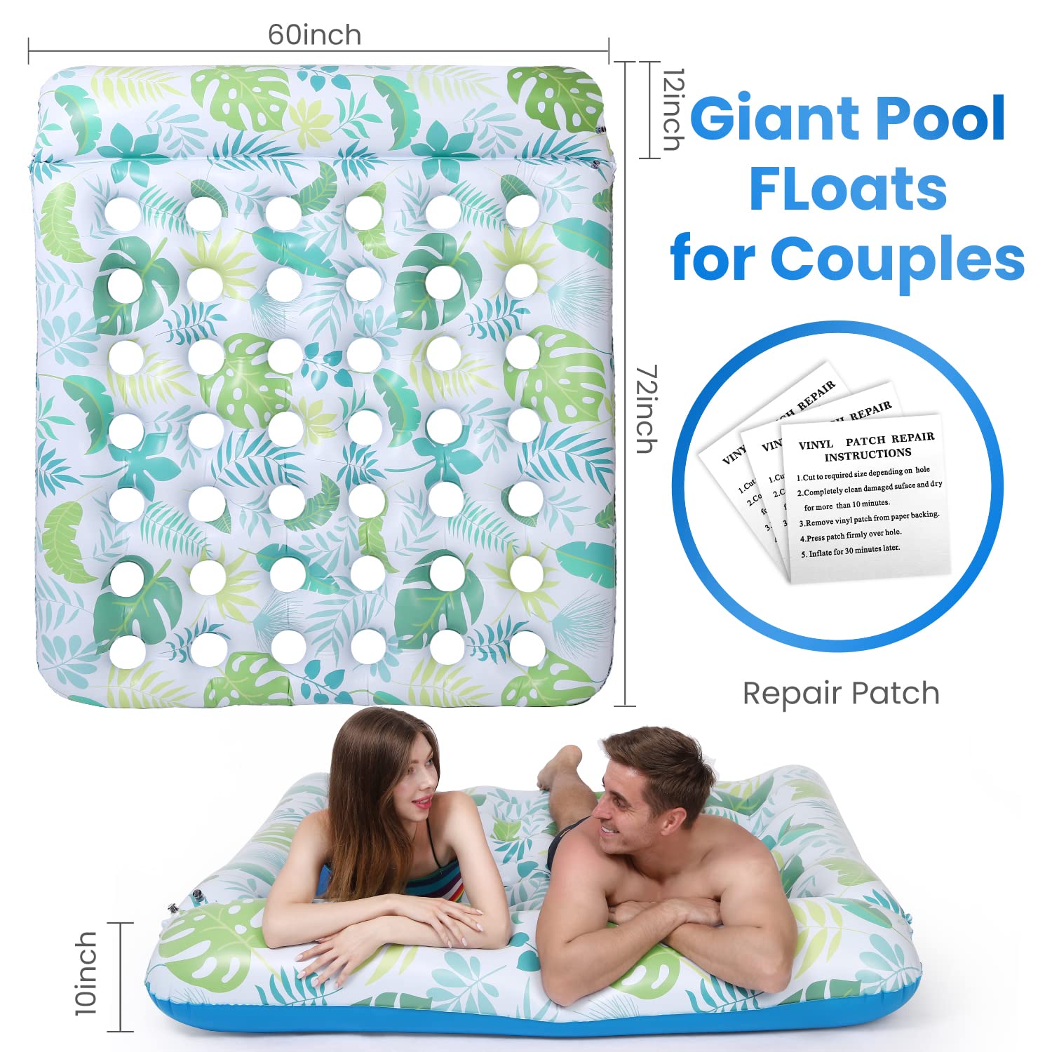 Oversize Float Mua Ocestar Inflatable Pool Float Mat, 72