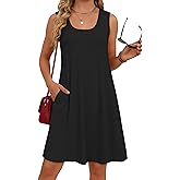elescat Sundresses for Women Casual Loose Summer Dresses Sleeveless U Neck Tank Dress with Pockets
