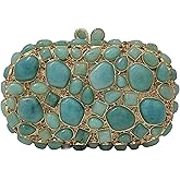 Unique Agate Stones Evening Bags Stone Crystal Clutch Party Handbag Women Glitter Rhinestone Purses Prom