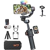 hohem iSteady M7 Gimbal for iPhone, 3-Axis Phone Gimbal with Magnetic AI Tracker Fill Light,Detachable Touchscreen Remote Con