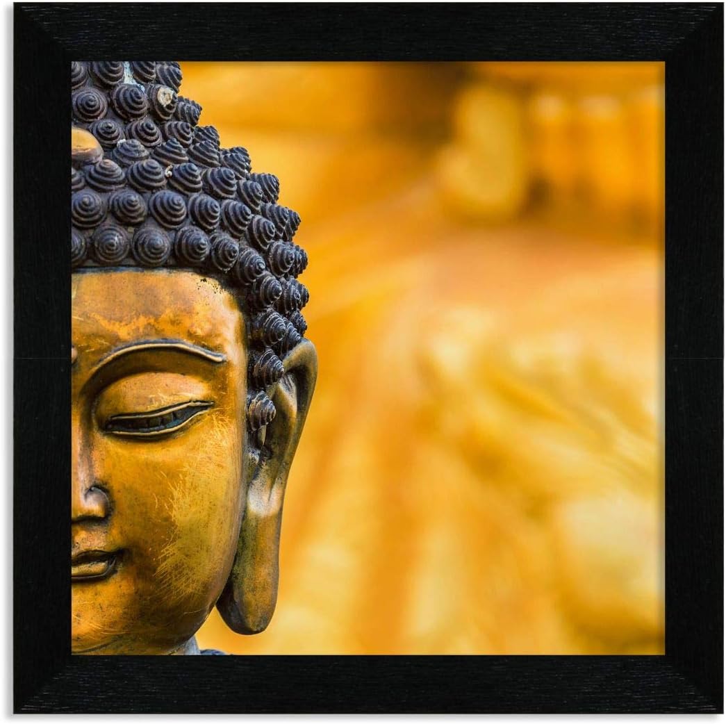 HOME ATTIREHome Attire Synthetic Religious Buddha Painting, Black, 30.48 cm x 30.48 cm x 3.04 cm