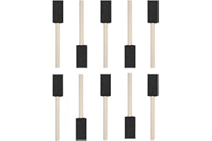 WAFJAMF 10 Pack Poly Foam Paint Brushes 1 Inch Sponge Painting Brushes Wood Handle Paint Sponges Set for Painting Cleaning