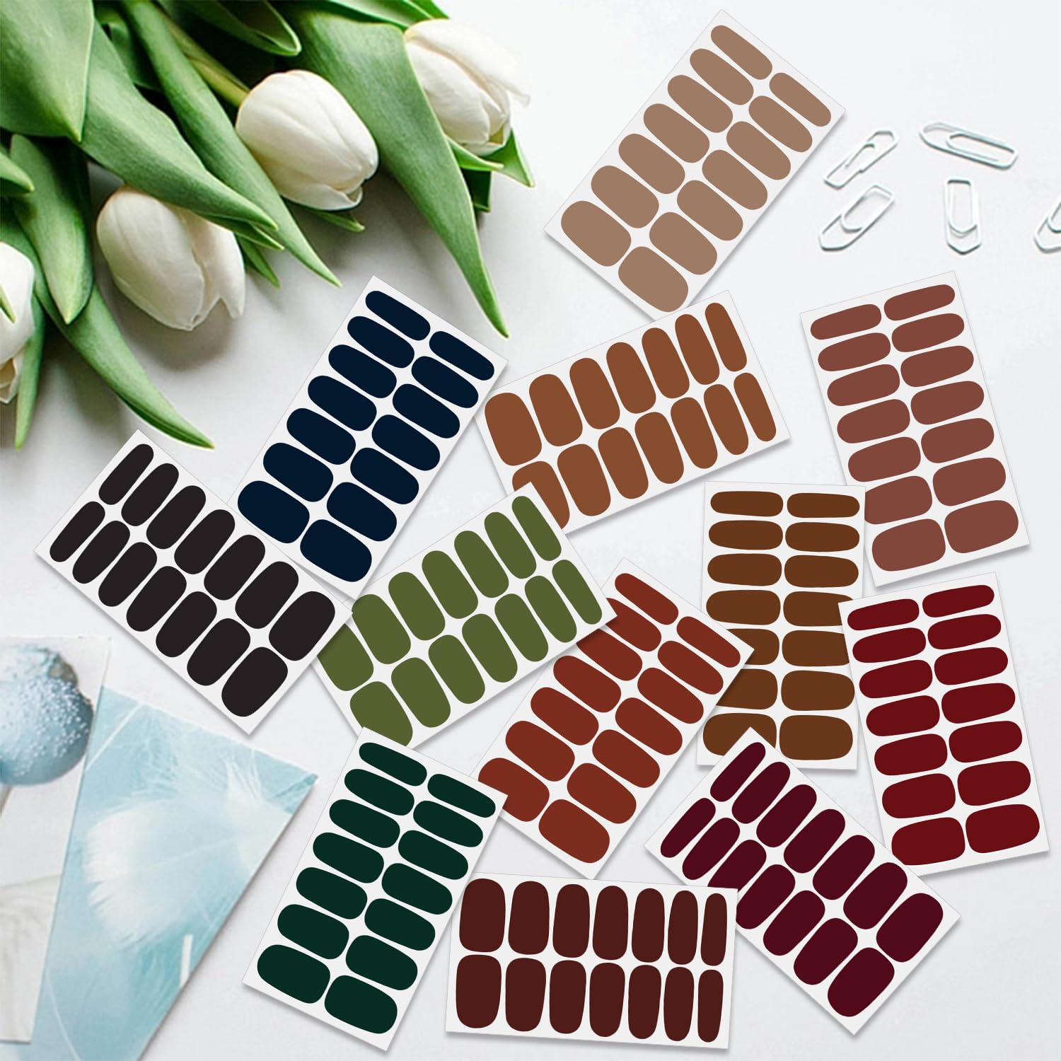 SILPECWEE 20 Sheets Solid Color Nail Wraps for Women Adhesive Nail Polish Stickers Stick on Nail Polish Strips for Women Gel Nail Strips Fingernail Manicure Design with Nail File - Image 4