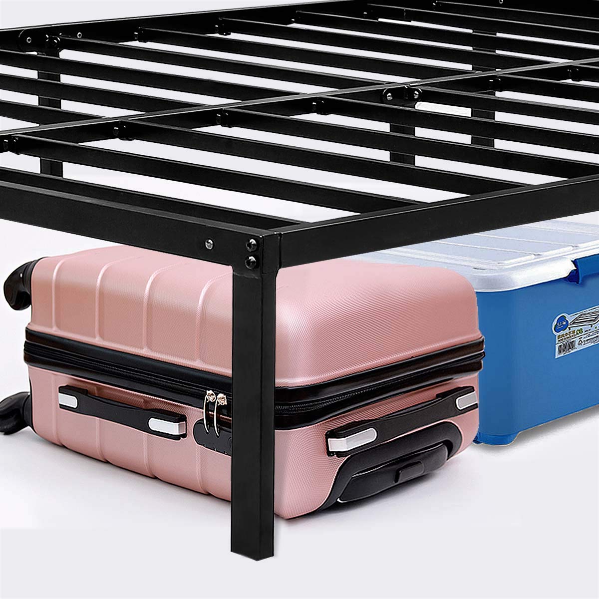 HAAGEEP King Platform Bed Frame with Storage 14 Inch Metal Beds Frames No Box Spring Needed