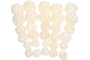 Zerodeko 30Pcs Woven Rattan Balls White Decorative Orbs for Home Decorations Party Table Accents DIY Craft