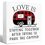 Funny Camping Wood Box Sign Rustic Love is Saying