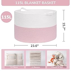 INDRESSME 115L Extra Large Pink Laundry Basket for