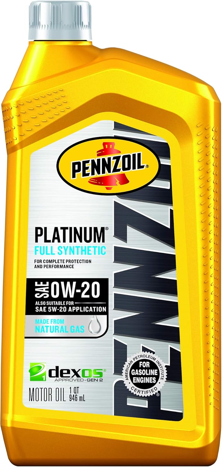 Pennzoil - 550036541 Platinum Full Synthetic Motor Oil (SAE, SN) 0W-20, 1 Quart - Pack of 1