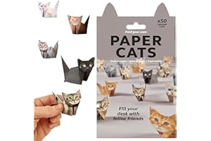 AHHALFFY 50 Piece DIY Origami Paper Cats Kit – Fold Your Own Cat Figures for Desk Decor,Beginners & Adults(Cat)