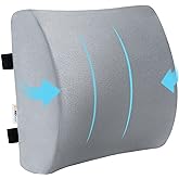 SAIREIDER Lumbar Pillow, Memory Foam Office Chair Back Support Pillows Back Pain Relief Improve Posture, Lumbar Support Pillow for Car、Gaming Chair、 Home Chair, Double Adjustable Straps(Grey)