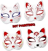 STOBOK 10Pcs White Paper Masks Unpainted Cat Half Blank for DIY Craft Party view 3