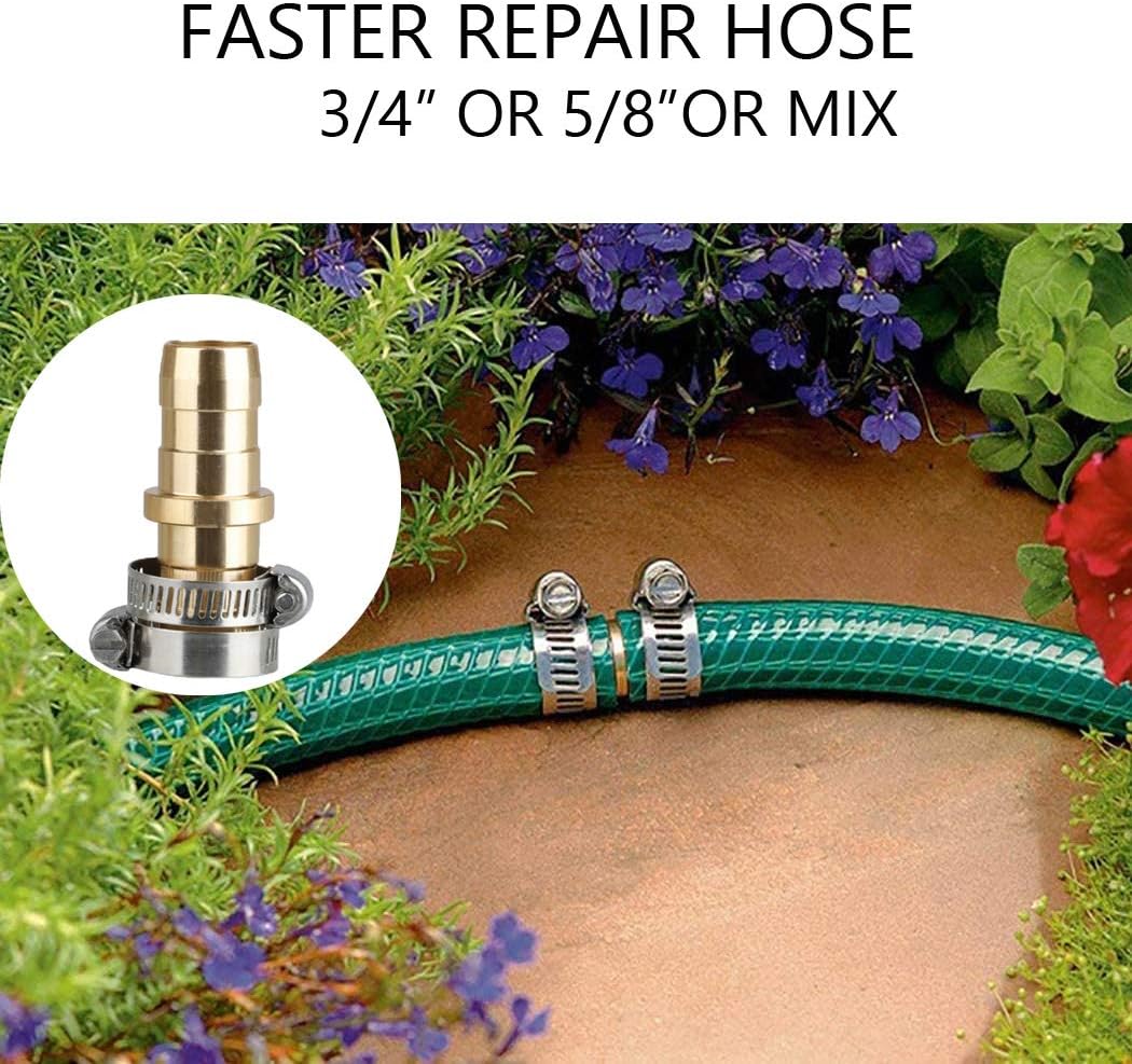 YYinno Hose Connector Garden Hose Repair Kit with Clamps, Garden Hose Fittings for 3/4 & 5/8 Inch Hoses, 3 Male Connectors + 3 Female Connectors + 1 Couplings : Garden & Outdoor