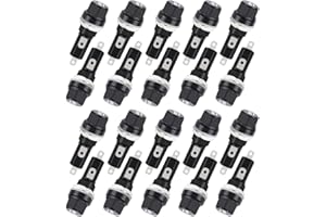 Hyamass 20Pcs AC 250V 10A/AC 125V 15A Black Electrical Panel Mounted Screw Cap Fuse Holder Socket, Screw Cover Glass Fuse Tube Holder for Solar Panel and Solar Controller Radio Auto Stereo (6x30mm)