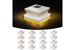 Flyingod Solar Post Cap Light, 4x4 5x5 Fence Post Solar Light for Wooden/Vinyl, IP64 & 2 Color Modes for Decorate Deck, Patio, Porch (White, 16 Pack)