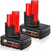 Totoplus 8000mAh 12V Battery Replacement for Milwaukee: 2 Pack Batteries Compatible with Milwaukee Cordless Power Tools 48-11-2411 48-11-2440 48-11-2420 48-11-2401 48-11-2425