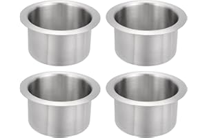 uxcell 2 Pcs 201 Stainless Steel Drop-in Cup, 2.17" x 4.2" Drink Can Holder Poker Table Cup Holder Insert for Sofa Boat Car M