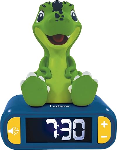 Lexibook Dinosaur Nightlight Alarm Clock RL800DINO Blue Green LCD Backlit