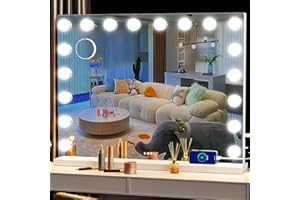 Gvnkvn Vanity Mirror with Lights, 32 x 24 Tabletop Hollyhood Makeup Mirror, Hollywood Lighted Mirror with 18 Dimmable LED Bulbs,3 Colors Modes,Touch Control,Metal Frame,