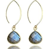 Labradorite Earrings for Women, Handmade Faceted Teardrop Dangle Earrings,Boho Elegant Jewelry, Gift for Her